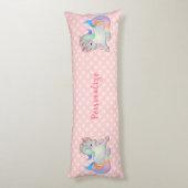 Cute Baby Unicorn Pink Pastel Beddengoed Lichaamskussen (Achterkant (Verticaal))