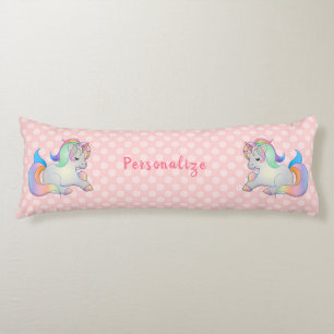 Cute Baby Unicorn Pink Pastel Beddengoed Lichaamskussen
