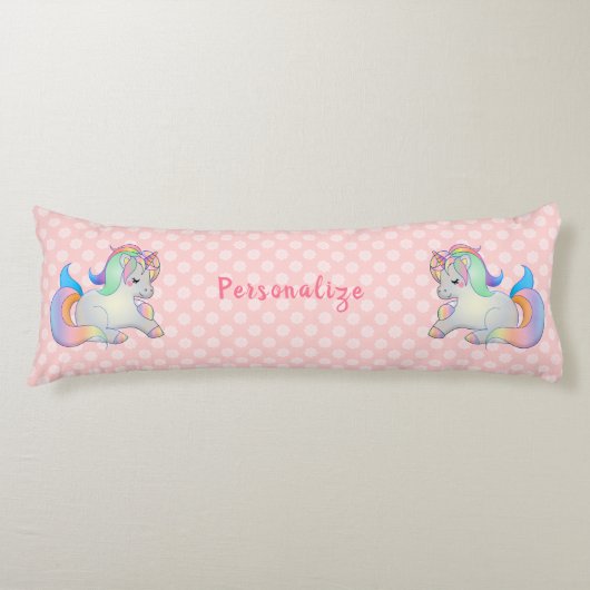 Cute Baby Unicorn Pink Pastel Beddengoed Lichaamskussen (Voorkant)