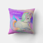 Cute Baby Unicorn Silver Stars Rainbow Kussen (Achterkant)
