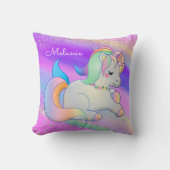 Cute Baby Unicorn Silver Stars Rainbow Kussen (Voorkant)