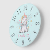 Cute Baby Unicorn Soft Blauwgroen, persoonlijk Grote Klok (Hoek)
