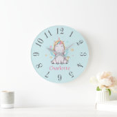 Cute Baby Unicorn Soft Blauwgroen, persoonlijk Grote Klok (Huis)