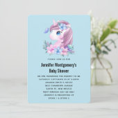 Cute Baby Unicorn Waterverf Baby shower Kaart (Staand voorkant)
