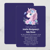 Cute Baby Unicorn Waterverf Baby shower Kaart (Voorkant / Achterkant)