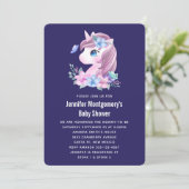 Cute Baby Unicorn Waterverf Baby shower Kaart (Staand voorkant)