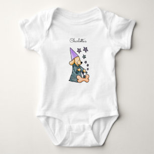 Cute Baby Unisex Blue Elegant Funny Dog Add Name Romper