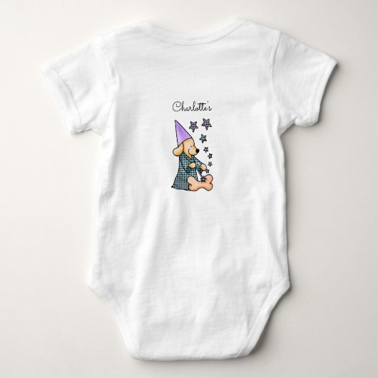 Cute Baby Unisex Blue Elegant Funny Dog Add Name Romper (Achterkant)
