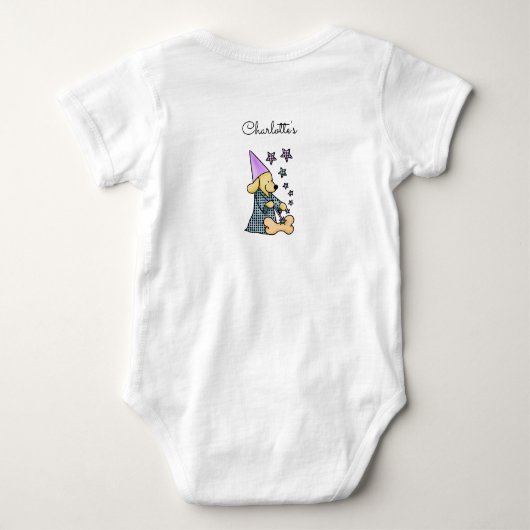Cute Baby Unisex Blue Elegant Funny Dog Add Name Romper (Achterkant)