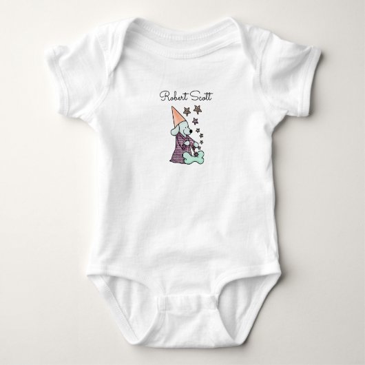 Cute Baby Unisex Blue Elegant Funny Dog Add Name Romper (Voorkant)
