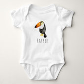 Cute Baby Unisex Waterverf Oerwoud Toucan en Name Romper (Voorkant)
