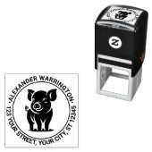 Cute Baby Varken Staand #1 Naam Retouradres Zelfinktende Stempel (In situ)