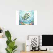 Cute Baby Vissen Zodiac Wandraam Poster (Thuiskantoor)