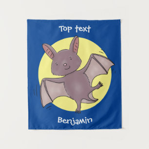Cute baby vleermuis vliegende cartoon illustratie wandkleed