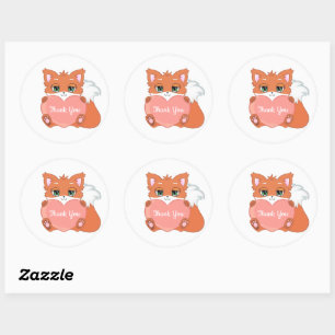 Cute Baby Vos met Hart Bedankt Classic Ronde S Sticker