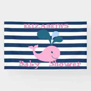 Cute Baby Walvis, Marineblauwe Strepen-Personalize Spandoek