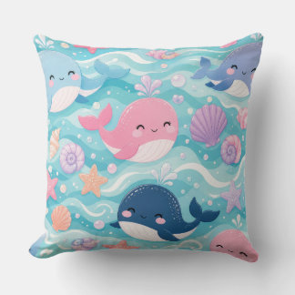 Cute Baby Walvis Slaapkamer Decoratie | Roze & Bla Kussen