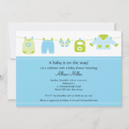 Cute Baby wasgoed Baby shower Kaart (Voorkant)