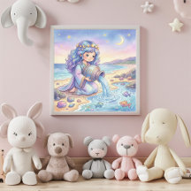 Cute Baby Waterman Dierenriem Muur Kunst Poster