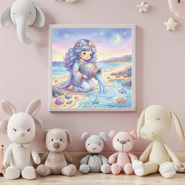 Cute Baby Waterman Dierenriem Muur Kunst Poster
