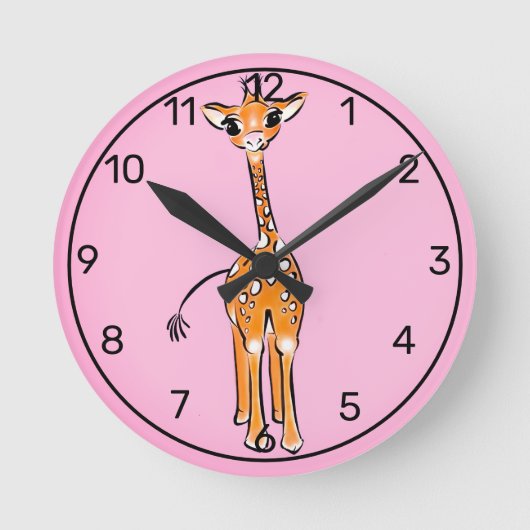 Cute baby waterverf Giraffe Ronde Klok (Voorkant)