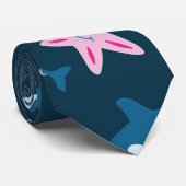 Cute Baby Whale and Starfish Pattern Stropdas (Opgerold)