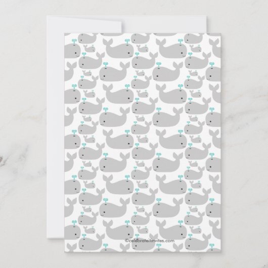 Cute Baby Whale Baby Shower Invitations Kaart (Achterkant)
