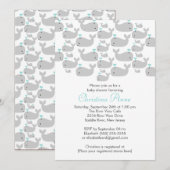 Cute Baby Whale Baby Shower Invitations Kaart (Voorkant / Achterkant)
