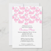 Cute Baby Whale Girl Baby Shower Invitations Kaart (Voorkant)