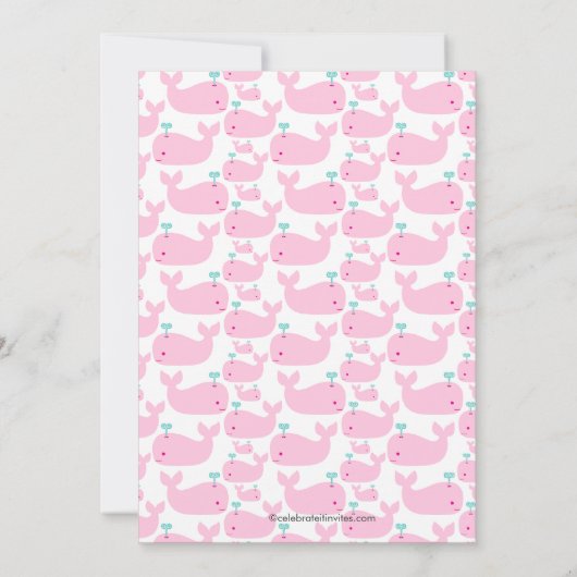 Cute Baby Whale Girl Baby Shower Invitations Kaart (Achterkant)