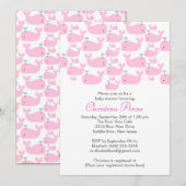 Cute Baby Whale Girl Baby Shower Invitations Kaart (Voorkant / Achterkant)