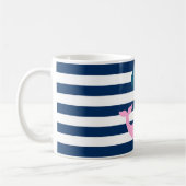 Cute Baby Whale, Navy Blue Stripes-Personalized Koffiemok (Links)