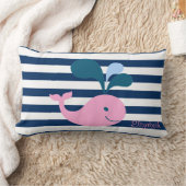 Cute Baby Whale, Navy Blue Stripes-Personalized Kussen (Deken)