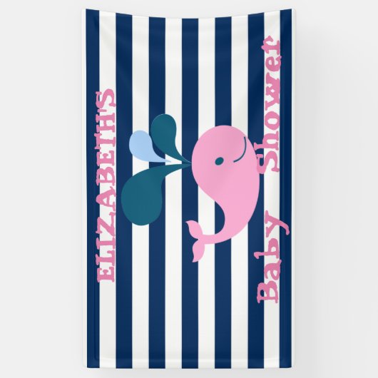 Cute Baby Whale, Navy Blue Stripes-Personalized Spandoek (Verticaal)