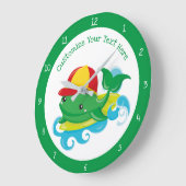 Cute Baby Whale op Surfboard Personaliseren Grote Klok (Hoek)