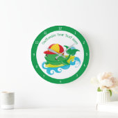 Cute Baby Whale op Surfboard Personaliseren Grote Klok (Huis)