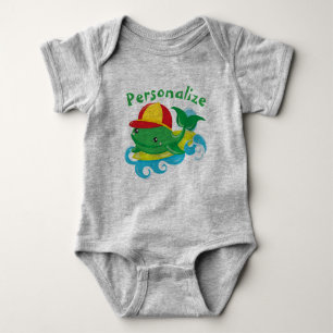 Cute Baby Whale op Surfboard Personaliseren Romper