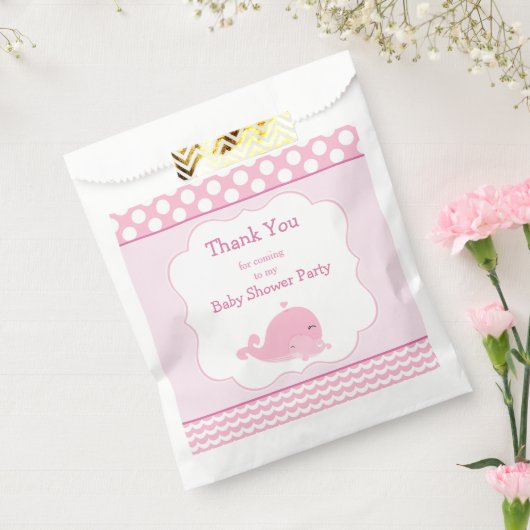 Cute Baby Whale Pink Girl Baby shower Party Bedankzakje (Gezegeld)