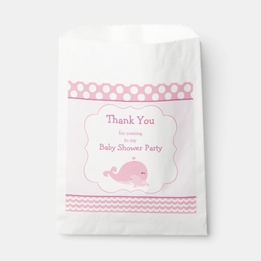 Cute Baby Whale Pink Girl Baby shower Party Bedankzakje (Voorkant)