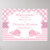 Cute Baby Whale Pink Girl Baby shower Poster (Voorkant)