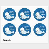 Cute Baby White Seal on Glittery Blue Ronde Sticker (Vel)