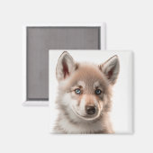 Cute Baby Wolf Portrait Magnet | Verzamelbaar (Voorkant / Achterkant)