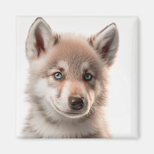 Cute Baby Wolf Portrait Magnet | Verzamelbaar