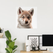 Cute Baby Wolf Portrait | Vierkant 1:1 Poster (Thuiskantoor)