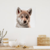 Cute Baby Wolf Portret | Vierkant 1:1 Poster (Keuken)