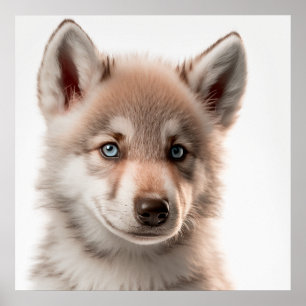 Cute Baby Wolf Portret Vierkant 1:1 Poster