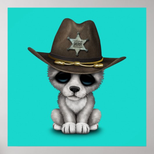 Cute Baby Wolf Sheriff Poster (Voorkant)