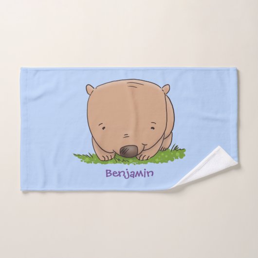 Cute baby wombat cartoon illustratie bad handdoek (Handdoek)