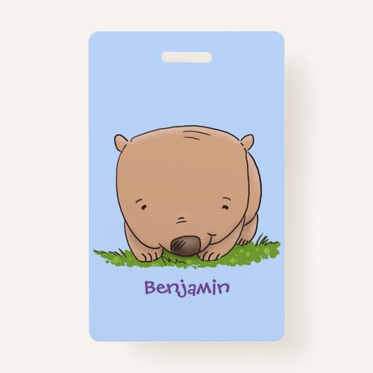 Cute baby wombat cartoon illustratie badge (Voorkant)