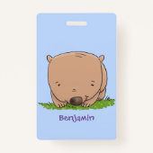 Cute baby wombat cartoon illustratie badge (Achterkant)